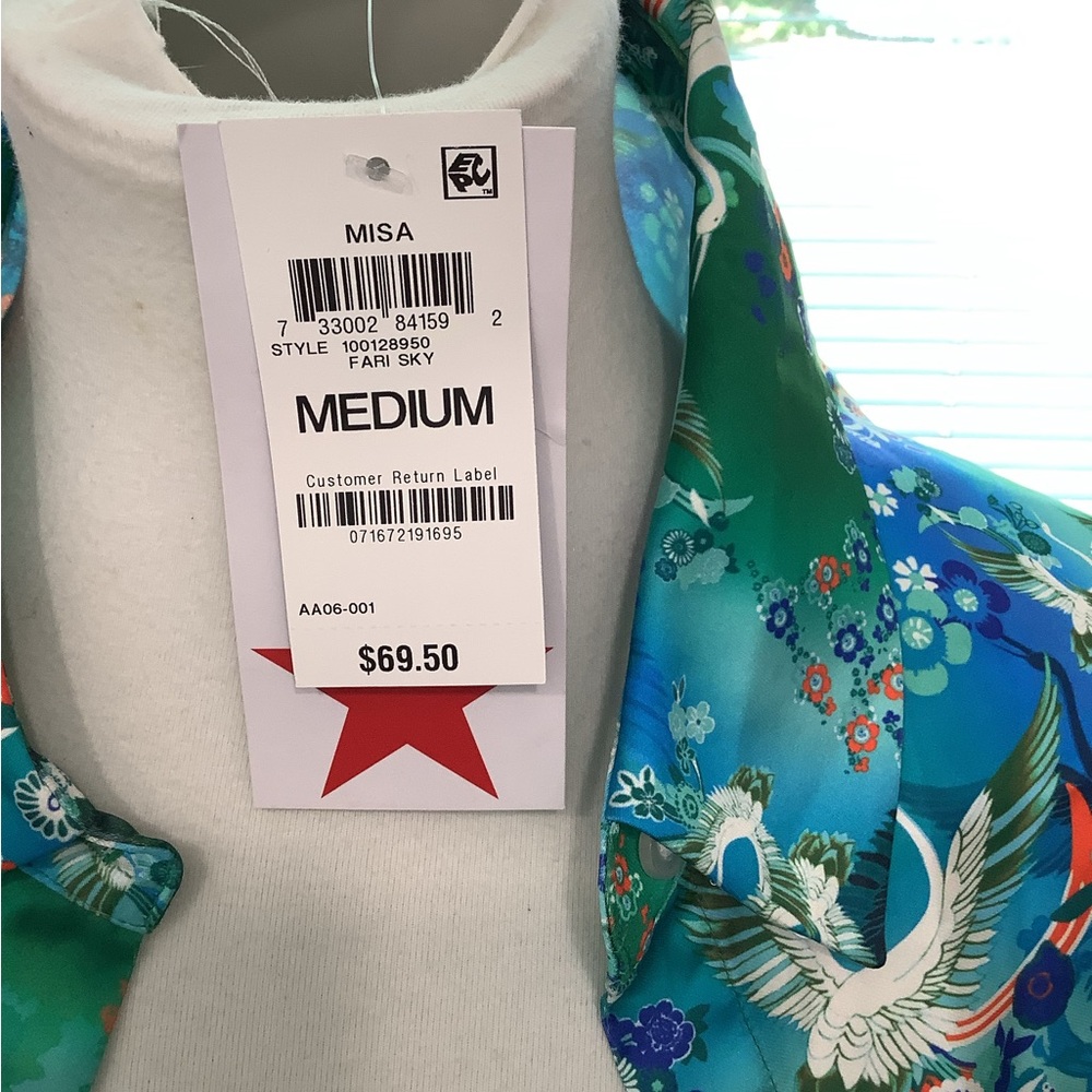 INC Vibrant Bird Print Satin Blouse - Picture 3 of 5